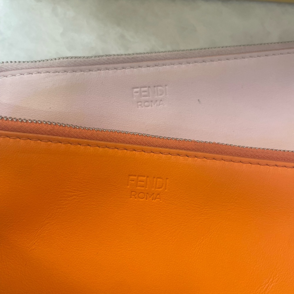 fendi triplette clutch bag leather Black Pink Orange Used Women - Picture 4 of 10
